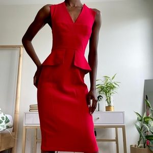 BCBGMaxAzria Alena Dress, Red Midi Peplum Dress